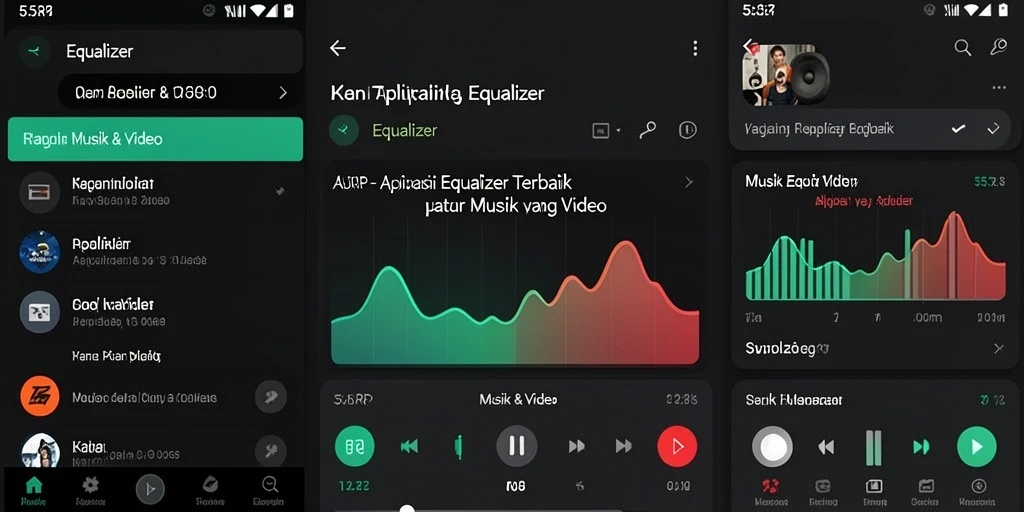 Antarmuka utama aplikasi 55RP yang menampilkan pengaturan Equalizer.