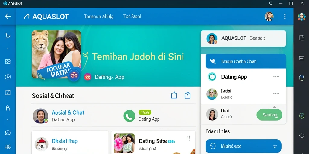 Antarmuka AQUASLOT yang menarik untuk chat dan interaksi sosial.