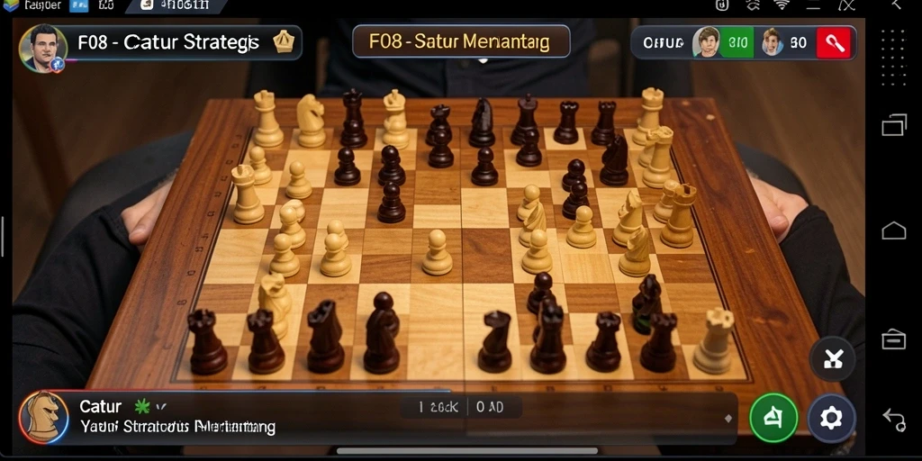 Antarmuka game catur F08 dengan fitur interaktif yang menarik.