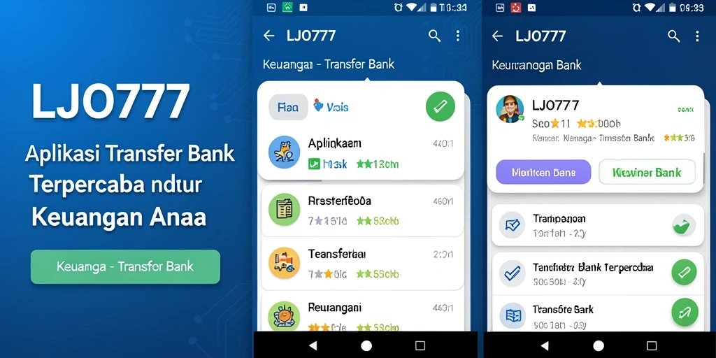 Antarmuka LJO777 yang intuitif untuk melakukan transfer bank.